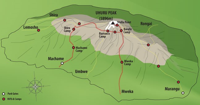 7 Days Kilimanjaro Trekking – Machame Route - Map